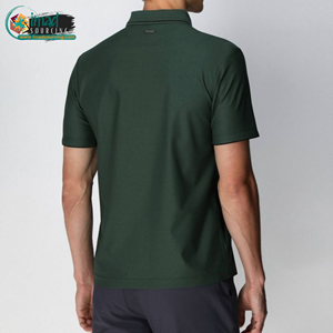 เสื้อโปโลชายสีเขียวป่า แขนสั้น ซิปหน้า โลโก้สั่งทำ ผ้าถักผสมสแปนเด็กซ์/คอตตอน 220 กรัม สไตล์สปอร์ต ประสิทธิภาพสูง รับผลิตแบบ OEM - Product Image 2