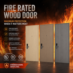 Puerta Cortafuego de Madera Ligera con Clasificación de Incendio BS/EN, Puerta Interior Resistente al Fuego para Hoteles, <span class=keywords><strong>Apartamentos</strong></span> y Uso en Hostelería - Product Image 1