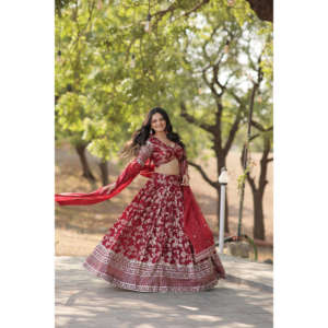 ชุด lehenga choli ผ้าแจ็คการ์ดแท้ย้อมสี - Product Image 3