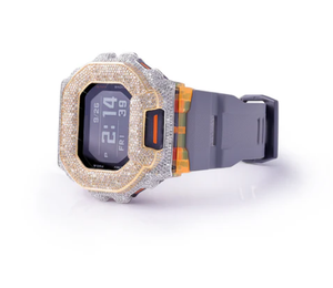 Montre numérique de luxe avec boîtier serti de pierres précieuses et bracelet en caoutchouc 36 mm, montre unisexe tendance - Product Image 2