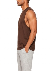 Camiseta sin mangas para hombre, cuello redondo, algodón ligero, transpirable, para gimnasio, entrenamiento, fitness, uso diario, chaleco informal. - Product Image 4