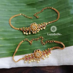 Vintage 18K Gold Plated Pearl Choker Necklace with Link Chain - Product Image 1