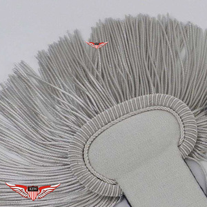 Nuevas Epaulettes Grises de Alta Calidad Personalizadas para Uniformes Tácticos, con Hilos Metálicos y Flecos de Mylar, con Borlas - Product Image 3