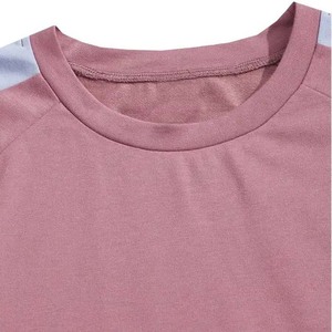 <b>Men's</b> Summer Casual T-<b>Shirt</b> and Shorts Set Color Blocking Crew Neck Breathable Knitted Sportswear <b>Pink</b> with White Stripes - Product Image 3