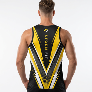 Débardeur sans manches pour homme Storm Fit, imprimé par transfert thermique, 100% polyester, séchage rapide, col rond, vêtements de sport pour la salle de sport - Product Image 3