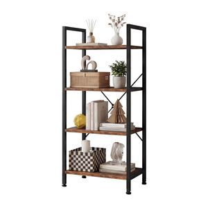 Estantería Industrial de 4 Niveles, Librería Clásica Moderna para el Hogar y la Oficina, Estante de Almacenamiento para Libros, CDs, Películas, Acabado en Madera Melamina - Product Image 1