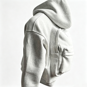 Men's Oversized <b>Zip</b>-Up <b>Hoodie</b> Soft Fleece Fabric Built-In Backpack <b>Pocket</b> Autumn Casual Wear Solid Color Regular Fit - Product Image 2