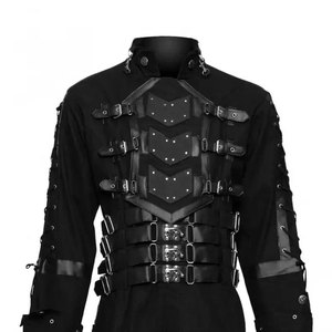 Abrigo Largo Gótico Steampunk para Hombre, Negro Oscuro, Estilo Bondage Cyber, Superventas, OEM ODM - Product Image 2