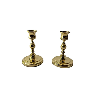 Portavelas Baldwin de Latón Macizo de 5 Pulgadas, Par de Portavelas Vintage en Tono Dorado, Portavelas Decorativos para Velas Cónicas - Product Image 2
