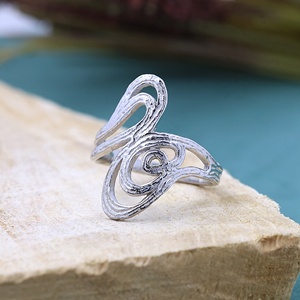 Fashion Sterling Silver Abstract Swirl Statement <b>Ring</b> for Women handmade Openwork Textured <b>Cocktail</b> <b>Ring</b> - Product Image 5