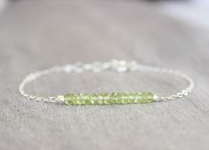 Sterling Silver Peridot Bracelet August Birthstone Minimalist Women Jewelry Gemstone Handmade Wholesale Supplier - Product Image 6