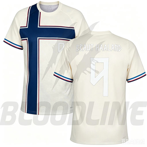 Maillot de football de l'équipe nationale de Norvège BLOODLINE INTERNATIONAL pour hommes, rouge, bleu, blanc, 9 Braut Haaland, impression par sublimation, respirant - Product Image 5