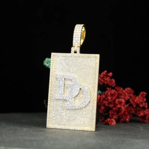 Luxury 18K Gold Plated Iced Out Letter Retengular <b>Pendant</b> With Moissanite Stones Micro Pave Everyday Wear <b>Initial</b> Letter <b>Pendant</b> - Product Image 4