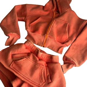 Ensemble de survêtement pour femme avec fermeture éclair, effet délavé, jupe de survêtement, jogging, ensemble de survêtement pour femme, sweat-shirt court et short, ensemble 2 pièces, 2026 - Product Image 3