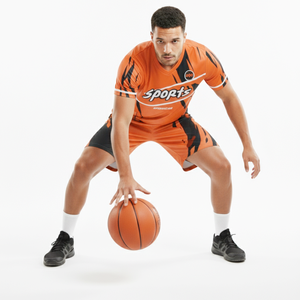Tenue de sport unisexe personnalisée avec nom d'équipe, qualité supérieure, pour football et basketball, séchage rapide, respirante, orange et noir - Product Image 5