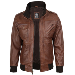 Veste en cuir marron premium pour homme, style motard vintage, coupe ajustée, en PU, avec capuche amovible, coupe-vent d'hiver - Product Image 5