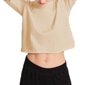 OEM/ODM Manufacturer's Custom Logo Women's <b>Crop</b> <b>Tops</b> Solid Lightweight Breathable Quick Dry T-Shirts for Summer Wear - Product Image 6