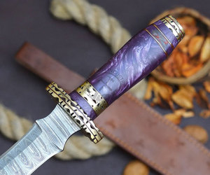 Couteaux à lame fixe, nouvelle édition haut de gamme, couteaux Dogger en damas faits à la main avec manche en résine, meilleur couteau de chasse de collection, couteau de survie - Product Image 2