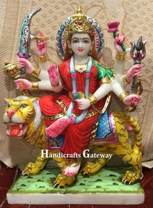 Statue de la déesse Durga en pierre de Makrana pure - Product Image 5