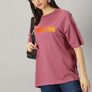 เสื้อยืดผู้หญิงคุณภาพสูง ทรงหลวม สวมใส่สบาย ผ้าฝ้าย คอกลม แขนสั้น สีพื้น ระบายอากาศได้ดี พิมพ์ลายโลโก้ เสื้อสำหรับฤดูร้อน - Product Image 1