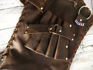 Funda de Cuero Genuino Duradera y de Lujo para Tijeras de Barbero, Organizador de Cinturón para Estilistas, Protección a Prueba de Olores - Product Image 3