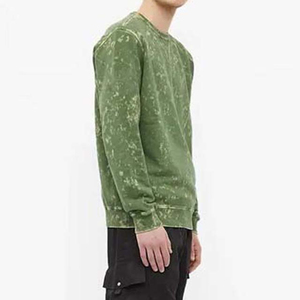 Sudadera de Cuello Redondo con Estampado Tie Dye para Hombre, Corte Regular, Tejida, 100% Algodón, Estilo Casual Otoñal, Color Verde - Product Image 3