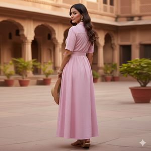 Robe Midi Évasée Sans Manches Rayée pour Femme, Style Coréen Empire Waist Romantique, Respirante et Lavable, Collection Été Unity Luxure - Product Image 4