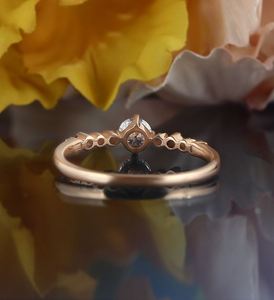 Prong <b>Set</b> Moissanite Engagement <b>Ring</b> Rose Gold Bridal <b>Ring</b> Half Eternity Black spinnel Anniversary <b>Ring</b> Elegant Gift for <b>Women</b> - Product Image 2