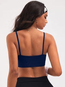 Women High Neckline Halter Workout <b>Bra</b> <b>Open</b> Back Spaghetti Strap Bralette Breathable Seamless Fabric Gym Exercise Top - Product Image 6