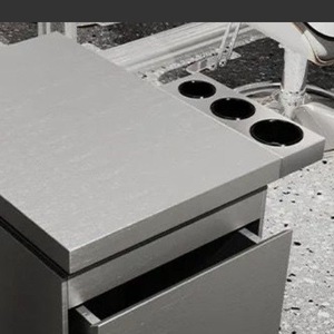 Gabinete de Herramientas de Acero Inoxidable para Salón de Belleza, Carrito de Trabajo Moderno para Barbería, Armario de Almacenamiento con Cajones y Portavasos - Product Image 1