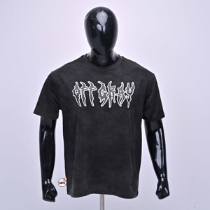 Camisetas de Jersey de Algodón para Hombre, Color Negro, Manga Corta, Cuello Redondo, Corte Holgado, Diseño con Letras Blancas Estampadas, Estilo Urbano - Product Image 1
