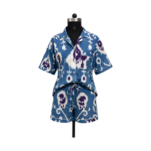 Floral Hand Block Print Short Night Suit Women Cotton Short Sleeve Shirt Shorts Set Casual Handmade Masterpiece Sleepwear Set - Product Image 1