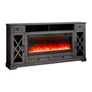 Pastoral Grey <b>42</b>\" & 70\" Fireplace <b>TV</b> Stand 20 <b>LED</b> Lights Remote Control Timer Media Storage Corner Cabinets for Living Room - Product Image 1