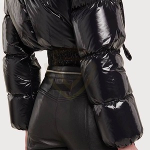 Pantalones Casuales de Mujer con Cordón en la Cintura, Pantalones Deportivos de Cuero PU, Pantalones de Cuero Elásticos de Cintura Alta - Product Image 5