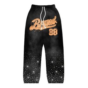 Conjunto de Sudadera con Capucha y Pantalones Jogger con Parches Desgastados y Logotipo de Marca Personalizado, Estilo Y2K, Moda Urbana, con Pedrería, Unisex, para Invierno - Product Image 4