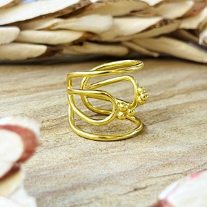 Top Choice High Demand Wide Band <b>Ring</b> Boho Brass <b>Rings</b> For Women 18k Gold Plated <b>Open</b> Cutout Statement For Wholesale/OEM/ODM - Product Image 3