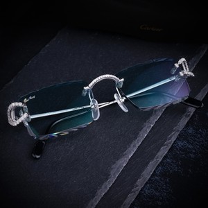 Rimless Lightweight Rectangle Diamond Cut Sunglasses Gradient Lens Eyeglasses <b>Frame</b> Fashion Unisex Outdoor Streetwear - Product Image 1
