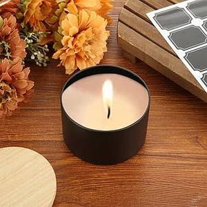 Pot à bougie en acier inoxydable noir avec revêtement en poudre, écologique, durable, avec couvercle métallique, pour la décoration de table, de la maison, de mariage ou de Noël - Product Image 3