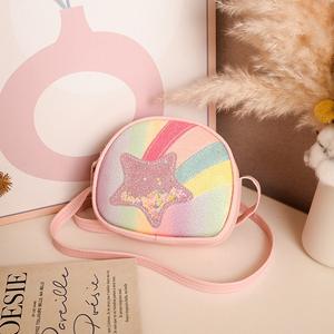 Mochila Impermeable de PU con Estampado de Estrellas Arcoíris, Bolso de Hombro Cruzado de Moda para Niñas, Accesorios para Bebés - Product Image 2
