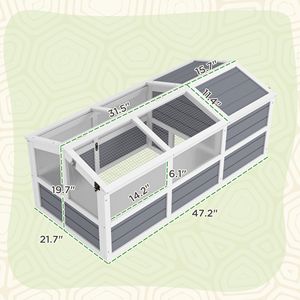 Terrario Esterno Grigio Chiaro per Tartarughe, Design Senza Fondo con Porta, Finestre con Pannelli Solari in PC per Piccoli Animali, Recinti e Cancelli per Animali Domestici - Product Image 3