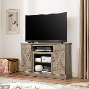 ชั้นวางทีวีเพื่อความบันเทิงแบบเก่าย้อนยุคอเมริกันคลาสสิค47 "W * 15.5" D * 30.75 "H เปิดพื้นที่เก็บข้อมูลสำหรับทีวีทีวีทีวีทีวีทีวีสีเทา50" - Product Image 6