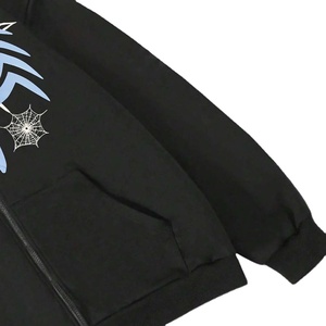 Pulls à capuche surdimensionnés personnalisés de haute qualité unisexe Streetwear en polaire lourde avec fermeture éclair complète avec poches latérales sérigraphiées - Product Image 5