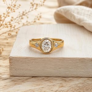 Best Selling Oval Cut Lab Grown Engagement Platinum Ring 18K Gold Wedding Bezel Set Bridal Solitaire Ring <b>Fine</b> <b>Jewelry</b> - Product Image 2