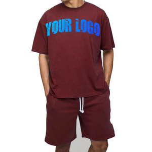 Ensemble T-shirt et short pour homme en coton 100% personnalisé, style vintage oversize, imprimé décontracté, tissu en molleton, ensemble court en 2 pièces - Product Image 3