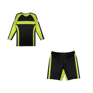 Ensemble Rash Guard Unisexe Noir à Manches Longues avec Short à Ceinture Orange Séchage Rapide pour Arts Martiaux Coupe Classique Adulte - Product Image 2