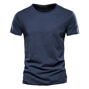 T-shirt Homme Oversize Noir 100% Coton Manches Courtes Col Rond Décontracté Jersey Couleur Unie Écologique Respirant Brodé - Product Image 2