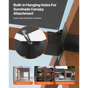 Kit di 4 staffe angolari a 4 vie per impieghi gravosi per lavori in legno fai-da-te, base per montante, facile installazione, staffa per pergola, gazebo e tettoie - Product Image 5