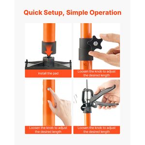 Set da 2 Aste di Supporto Telescopiche in Acciaio da 21,3-60 Pollici, Asta di Sostegno Rapido per Armadi, Sistema a Terza Mano, Asta di Supporto Regolabile, Capacità 154 Libbre - Product Image 3