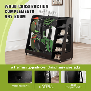 Black Wooden Golf Bag <b>Storage</b> <b>Rack</b> - Product Image 4