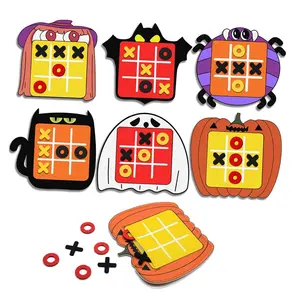 Upin 12 Pack Cute Design sublimation Halloween Party Favors felt Tic Tac Toe Strategic Board Game